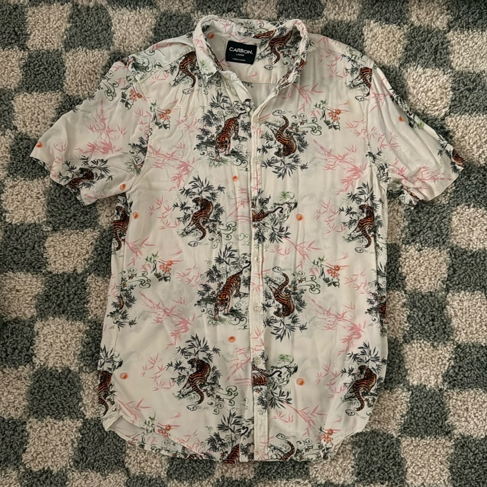 Carbon Unisex Tiger Short Sleeve Button Down